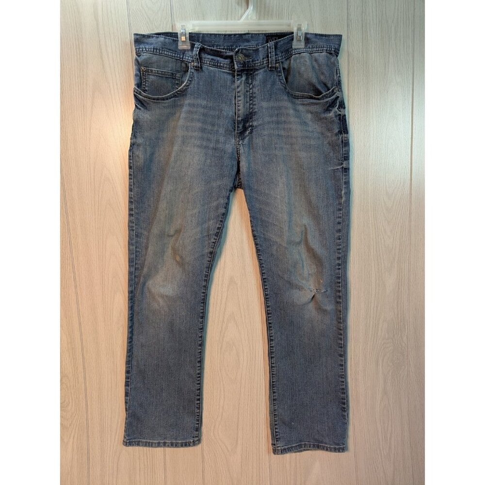 TK Axel Jeans Mens 34x32 Slim Straight Medium Faded Wash Five Pocket Blue Denim